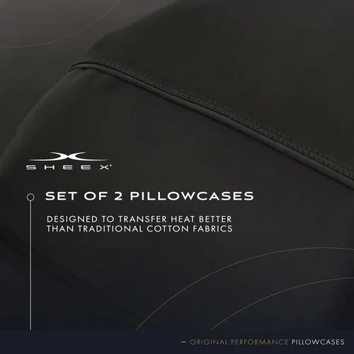 Vista 4 de Sheex - Juego de 2 fundas de almohada de rendimiento original, tejido ultrasuave, transpira mejor que el algodón, Negro, Estándar