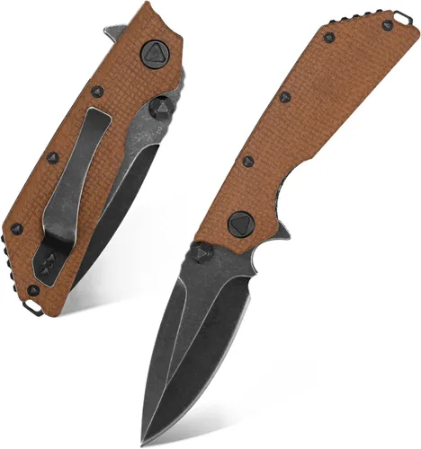 Vista 12 de Eafengrow EF335 Cuchillos plegables con hoja D2 y mango G10, cuchillo de bolsillo EDC de 5 pulgadas cerrado con clip (negro)