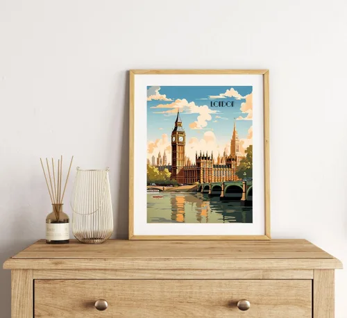 Vista 5 de Turnip Designs 8X10 sin marco Londres Reino Unido Retro City Paisaje Urbano Arte Impresión Póster Ilustración Decoración del Hogar RC002