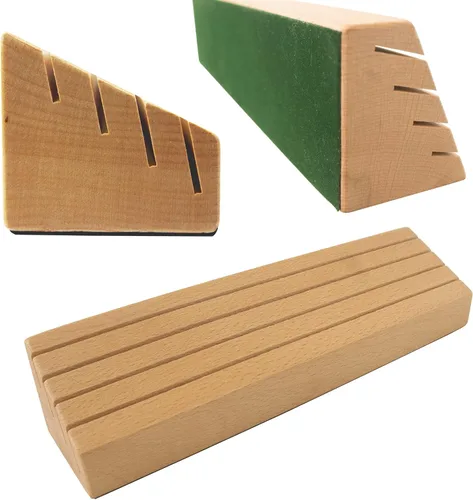 Vista 4 de VINJOE Paquete de 2 soportes de madera para naipes organizadores para niños y adultos mayores, soportes para cartas de madera de haya maciza