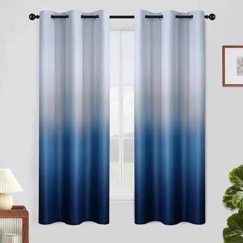 Vista 59 de SimpleHome Cortinas degradadas degradadas para oscurecer la habitación de 36 pulgadas de largo para dormitorio, con ojales y bloqueo de luz Negro