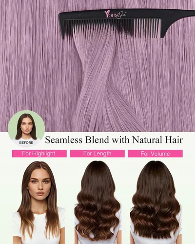 Vista 49 de YoungSee Extensiones de Cabello Humano con Cinta Balayage Extensiones de Cabello con Cinta Marrón Oscuro Extensiones de Cabello con Cinta Ombre