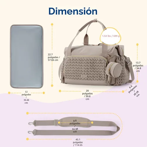 Vista 6 de mommore - Bolso para pañales, bolsos de gran capacidad para viajes, bolso para hospital para parto, bolso para bebé con estuche para chupete