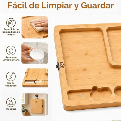 Vista 8 de Hermosas tablas de bambú para charcutería: plegable y fácil almacenamiento