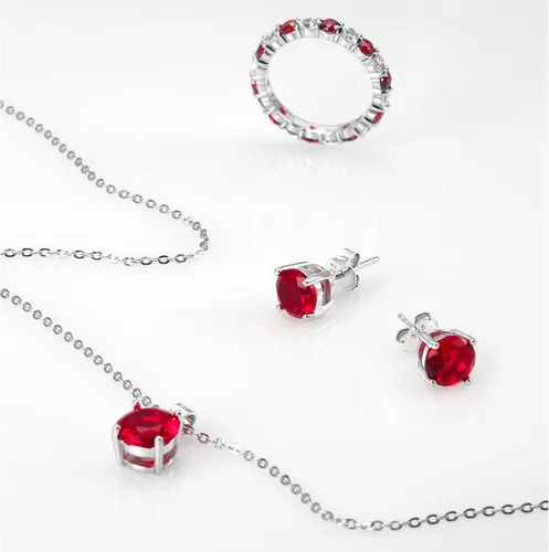 Vista 5 de Juego de joyas clásicas tradicionales para novia, piedras preciosas redondas, circonita cúbica, corte brillante, 4CTW, AAA, circonita cúbica, juego