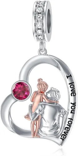 Vista 151 de PROESS Dije para padre, madre e hija, pulsera de plata de ley para pulseras, regalos de cumpleaños, día de San Valentín, para hija, madre, amante