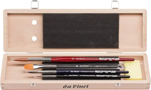 Vista 12 de da Vinci Watercolor Series 5240 Deluxe - Juego de pinceles de pintura, cabello natural y sintético con caja de almacenamiento de madera y jabón