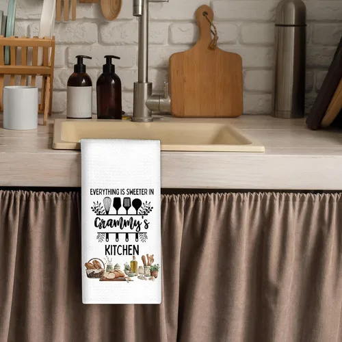 Vista 3 de Toallas de cocina con regalos de Grammy de nietos, regalos para abuela, abuela, toalla de mano decorativa, toalla de cocina, toalla de té