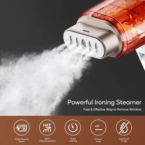 Vista 6 de Newbealer Vaporizadores de mano para ropa, 2 niveles de vapor, vapor horizontal y vertical, portátil para viajes y uso doméstico