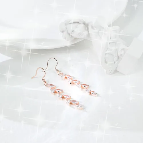 Vista 5 de Aretes de hoja hechos a mano con cristal, aretes colgantes de boda para novias y damas de honor, regalo para mujeres