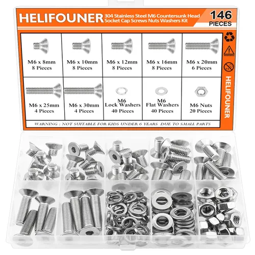 Vista 36 de HELIFOUNER 560 Piezas M2 x 4 mm / 6 mm / 8 mm / 10 mm / 12 mm / 16 mm / 20 mm, Tornillos de Cabeza de Botón con Cavidad Cilíndrica, Tuercas