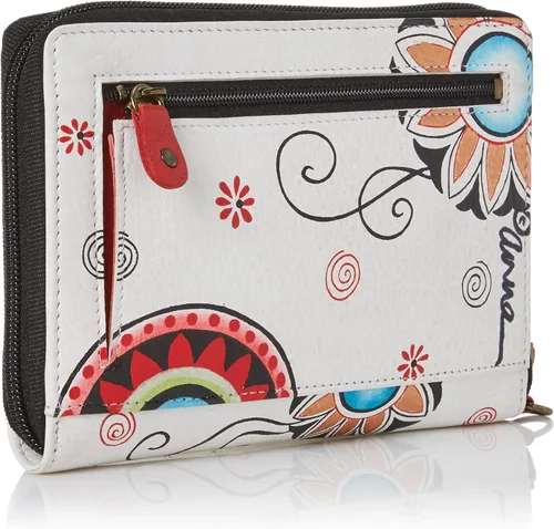 Vista 2 de Anna by Anuschka Pulsera organizadora de pasaporte de piel auténtica pintada a mano para mujer