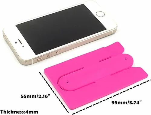 Vista 2 de Tarjetero con soporte para teléfono celular, funda adhesiva de goma de silicona para teléfono inteligente (6 unidades)