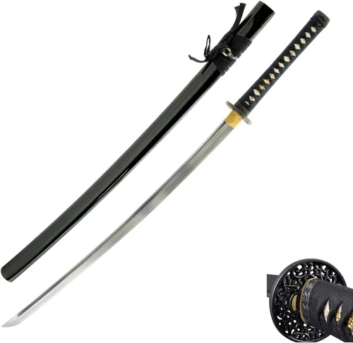 Vista 9 de HMS Espada Katana Samurai Japonesa Finely finished blades in 1045, 1095 or Damascus steel for dojo practice and display; includes protective sword