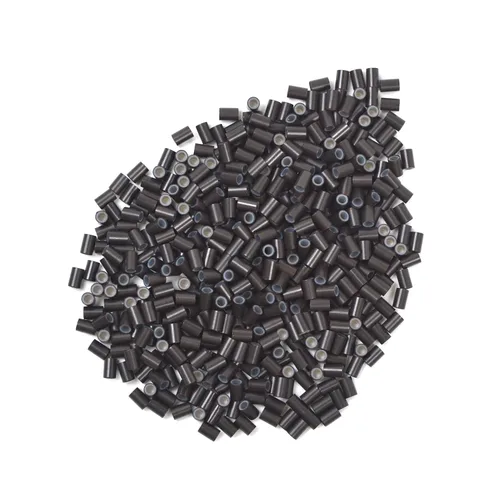 Vista 20 de 200 extensiones de cabello, micro anillos, enlaces, cuentas de anillo de cobre forradas de silicona, cuentas de cabello de 0.138 in para extensiones