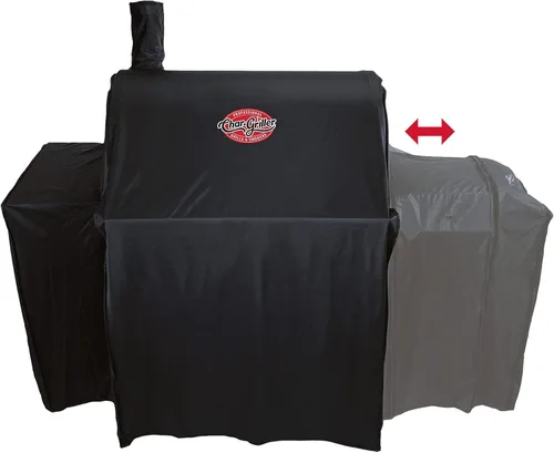 Vista 2 de Char-Griller® Cubierta de poliéster duradera para parrilla y ahumador con material impermeable, forro de PVC y diseño extensible en negro, 46