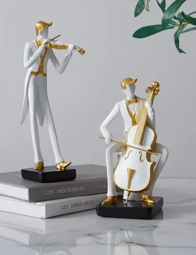 Vista 5 de HAUCOZE Estatua de músico, escultura de oboe, decoración musical, regalo para amantes de la música, para estudio, sala de estar, oficina, 10 pulgadas