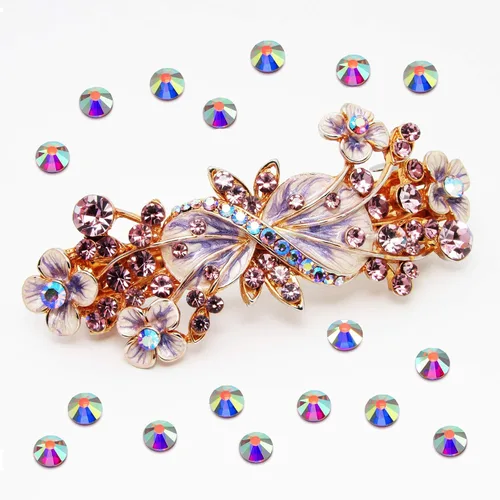 Vista 6 de SS20 AB Crystal Diamond Rhinestones Flat Back Round Rhinestones Cristales iridiscentes Redondas Perlas de Cristal Plano Trasero Plano (5760 piezas)