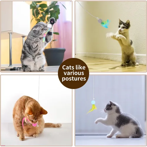 Vista 6 de Kezlume Paquete de 5 juguetes para gatos reemplazables para juguetes interactivos para gatos con control remoto, juguetes de plumas para gatos