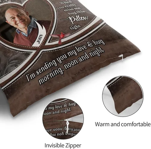 Vista 3 de ENCYCOM Almohada personalizada con texto en inglés "A Hug from Heaven", regalo de condolencias por pérdida de seres queridos, regalos de recuerdo