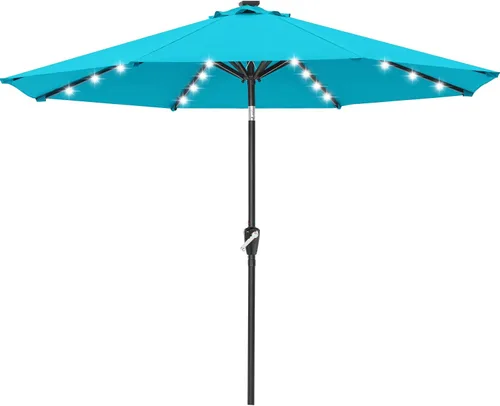 Vista 20 de ABCCANOPY Sombrillas solares duraderas para patio con 24 luces LED de 7.5 pies con 6 varillas resistentes (borgoña)