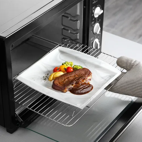 Vista 8 de MALACASA Juego de platos y cuencos, juego de vajilla de porcelana de 12 piezas para 4, platos cuadrados y cuencos para postre, ensalada y sopa