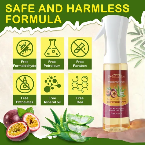 Vista 5 de Orientfashion Spray refrescante hidratante para Locs- humectante para el cuero cabelludo del cabello de maracuyá, cuidado y mantenimiento natural