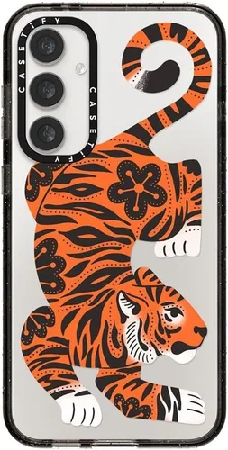 Vista 158 de CASETiFY Funda de impacto para Galaxy S22+ - Adhesivo Aries Moross, color negro transparente