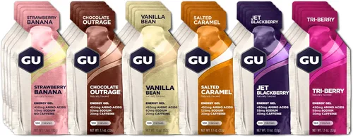 Vista 2 de GU Energy Original Sports Nutrition - Gel energético, 24 unidades, sabores surtidos y tabletas de electrolitos Nuun Sport para hidratación