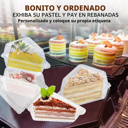 Vista 6 de MFDSJ 100 Piezas de Envases de Plástico para Rebanadas de Pastel con Tapas de 5 Pulgadas con Tapa con Bisagras para Pastel de Queso, para Hogar