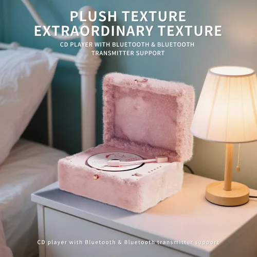 Vista 7 de Reproductor de CD rosa mullido con Bluetooth, control remoto