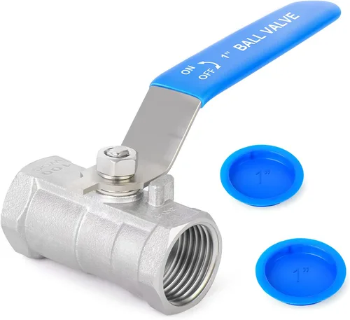 Vista 8 de TAISHER Kit de válvula de bola FNPT de 1 pulgada, acero inoxidable 304 con asas azules y pezón