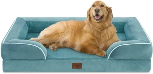 Vista 46 de Comfort Expression - Cama ortopédica para perros medianos, 28 x 19 pulgadas, cama impermeable y de apoyo de espuma con cojines removibles, sofá