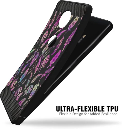 Vista 3 de CasesOnDeck - Funda ajustable compatible con Motorola Moto Z4 / Moto Z4 Play, fibra de carbono, protección contra golpes y caídas, TPU flexible