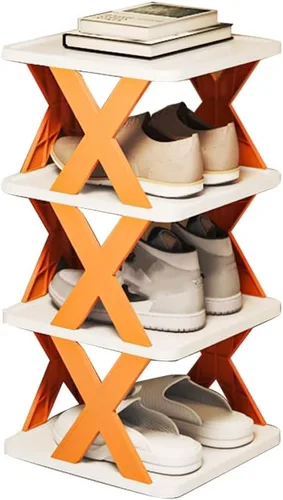 Vista 17 de Organizador de almacenamiento de zapatos de varias capas, zapatero estrecho y vertical, pequeño soporte vertical para zapatos, organizador