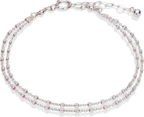 Vista 11 de Pulsera de doble cadena Annika Bella, cadena de mano de 6.5-7.5 pulgadas, pulseras de cadena de plata de ley 925, joyería minimalista para mujer