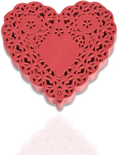 Vista 9 de School Smart Tapete de encaje de corazón troquelado de papel, 6 pulgadas, rojo, paquete de 100