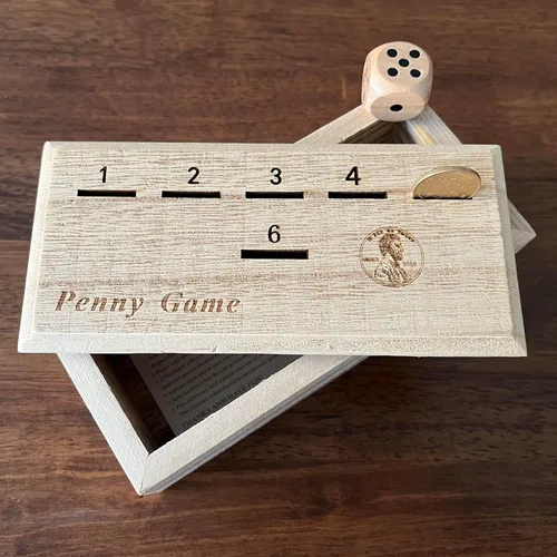 Vista 6 de Penny Game - Divertido juego de mesa que funciona con monedas, deshazte de las monedas para ganar, caja de madera Penny Game para más de 2