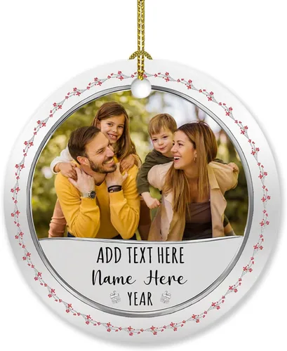 Vista 11 de Adorno de 5º aniversario, decoración del árbol de Navidad, nombres personalizados y recuerdos de aniversario de fotos, regalos para parejas juntas