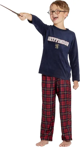 Vista 6 de HARRY POTTER Gryffindor Lion Christmas Plush Holiday Pajama Set, Navy