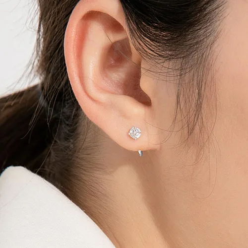 Vista 10 de Aretes pequeños de plata de ley 925 para mujer