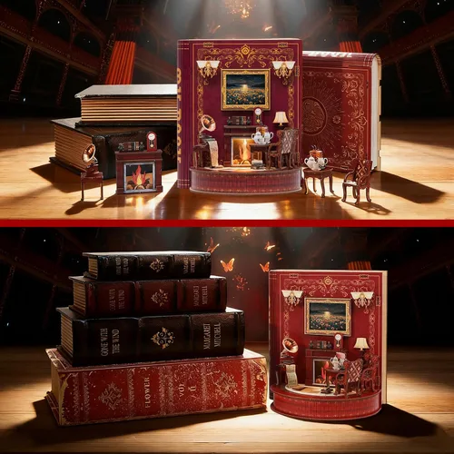 Vista 6 de Book Nook for Adults, Miniature Dolls House, 3D Booknook Puzzle LED Light and Action Figures, Diorama Kit for Bookcase Decoration, Christmas