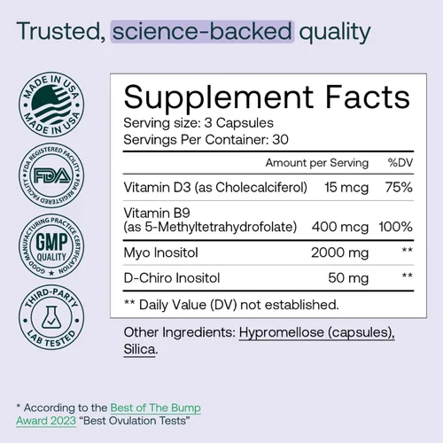 Vista 4 de MIRA Suplemento de SOP, Myo Inositol y D-Chiro Inositol Proporción 40:1, ayuda a promover el equilibrio hormonal y apoyar la salud ovárica