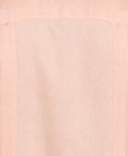 Vista 5 de Cubavera Camisa guayabera de manga corta con botones para hombre, 100% lino, cuatro bolsillos, cuello de campamento, detalle de pintuck, ligera
