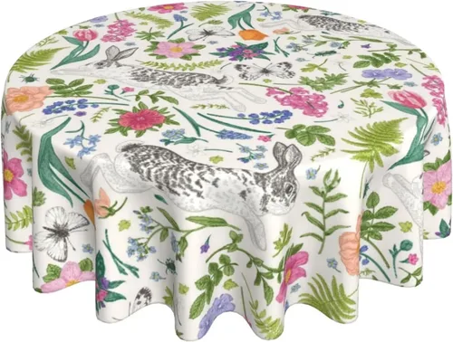 Vista 9 de Mantel floral azul marino de 54 x 54 pulgadas, mantel cuadrado de flores azul oscuro y blanco, mantel de poliéster para fiestas de vacaciones
