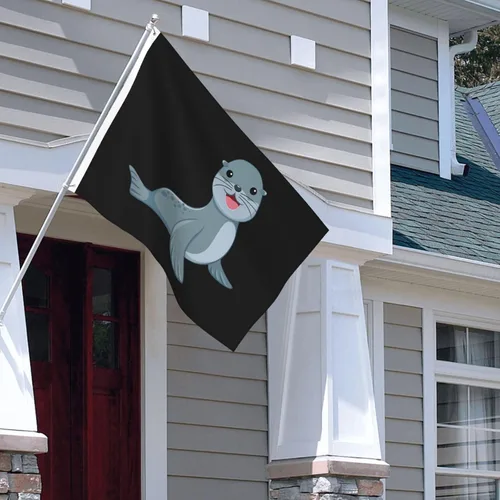 Vista 4 de Cute Sea Lion Flag 4x6 Ft Double Sided Flag Durable Outdoor Flags Patio Banners Indoor Decorative Flag Funny Flags 4by6 Flags
