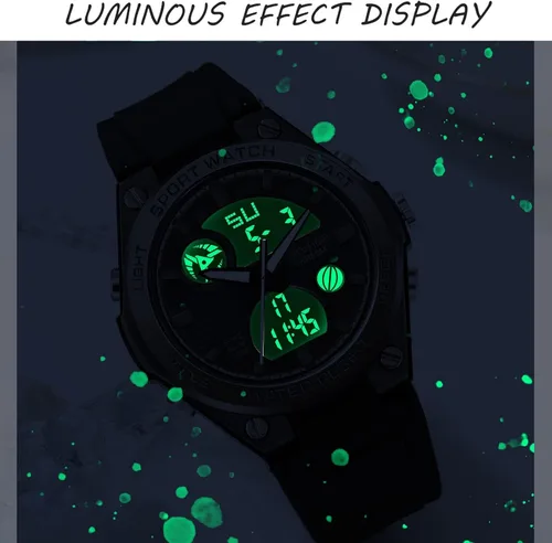 Vista 8 de findtime Relojes de pulsera para mujer, digital, 5 bares, impermeables, con retroiluminación LED, correa colorida, alarma analógica
