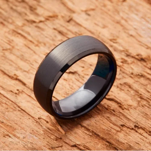 Vista 2 de EMBR Bands Rings For Men Tungsten Silver & Black Inner-Band Colors 4 & 6 & 8mm Durable Jewelry Wedding Bands