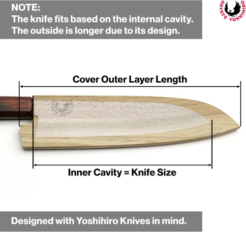 Vista 8 de Yoshihiro Protector magnético de hoja de madera de roble Saya para Santoku (7.087 in)7in