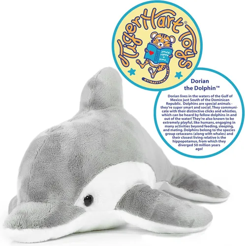 Vista 2 de TigerHart Dorian The Dolphin - Peluche de delfín de 11 pulgadas
